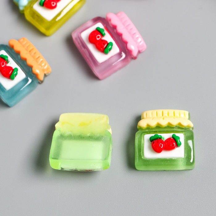 Декор для творчества пластик &quot;Варенье клубничное в банке&quot; 1 шт МИКС 2х2,1х0,7 см  9135340 — PalitraMastera