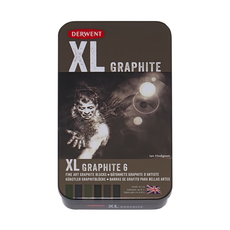 Набор графитовых мелков Derwent XL, 6 шт. в металлической коробке фото 1 &mdash; PalitraMastera