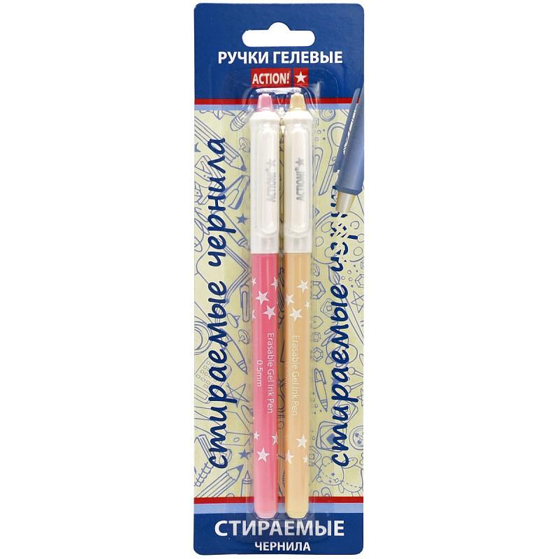 стираемая гелевая ручка ACTION!, синие чернила, цветной корпус, 2шт., блистер ,ACTION! фото 1 &mdash; PalitraMastera