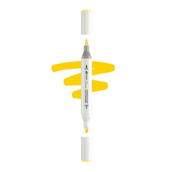 Маркер акриловый двусторонний "Сонет", перо кисть/пуля, жёлтый фото 1 — PalitraMastera