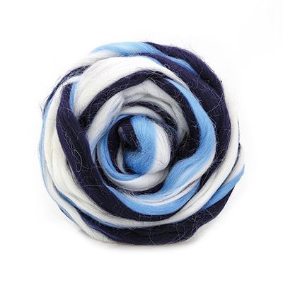 Гребенная лента полутонкая шерсть мультиколор (6058, мультиколор)отбелка/лесной колокольч/темносиний фото 1 &mdash; PalitraMastera