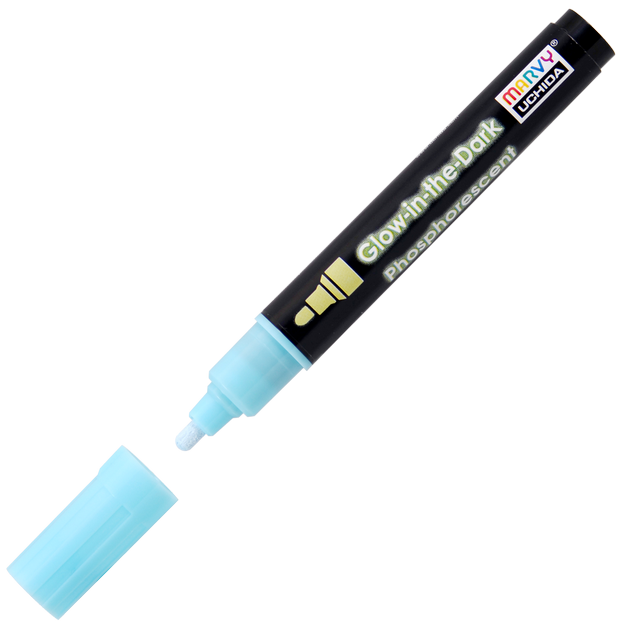 Маркер для светл., темн. и джинс. тканей, 2-4 мм светящийся в темноте GB BLUE/Marvy фосфорицирующие люминесцентные — PalitraMastera