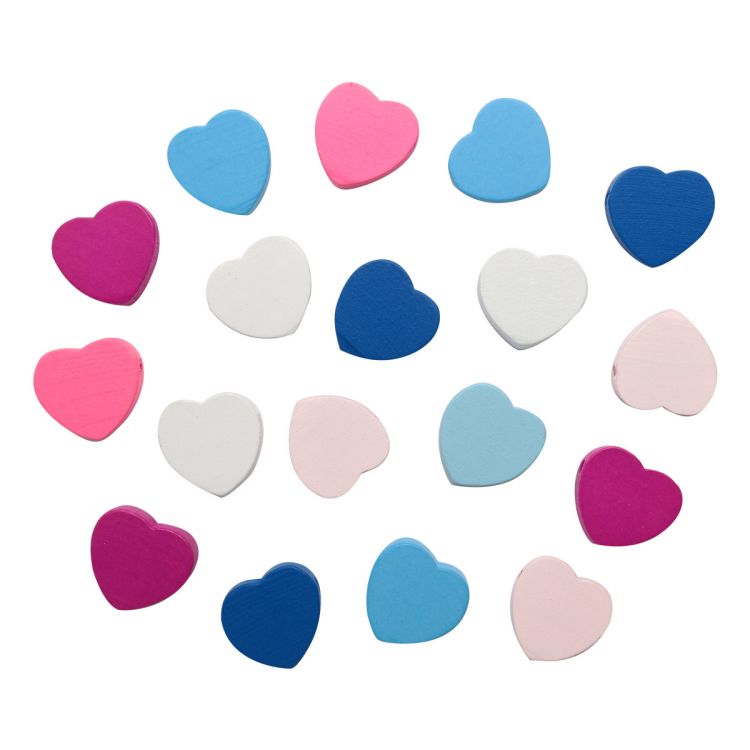 4AR405 Бусины деревянные, цветной микс,сердечки, 15гр/упак, Astra&amp;Craft (сине-розовый микс) &mdash; PalitraMastera