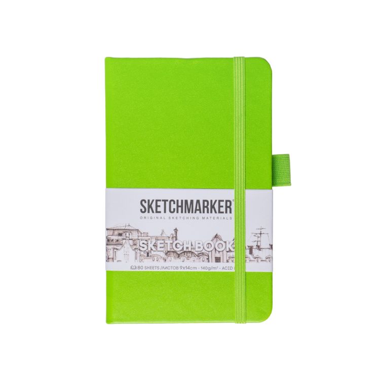 Блокнот для зарисовок Sketchmarker 140г/кв.м 9*14см 80л твердая обложка Зеленый луг &mdash; PalitraMastera