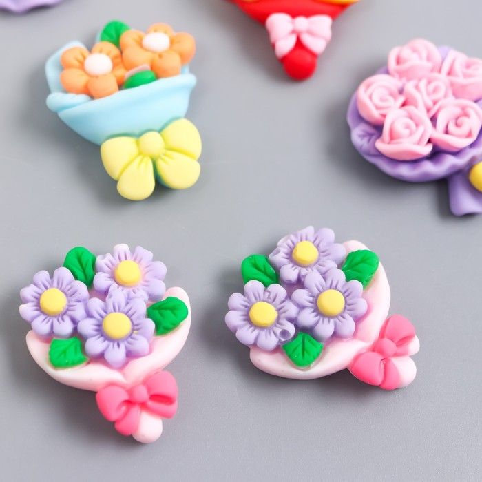 Декор для творчества пластик &quot;Букет цветов&quot; набор 8 шт МИКС 2,2х2,9х0,7 см  9135346 — PalitraMastera