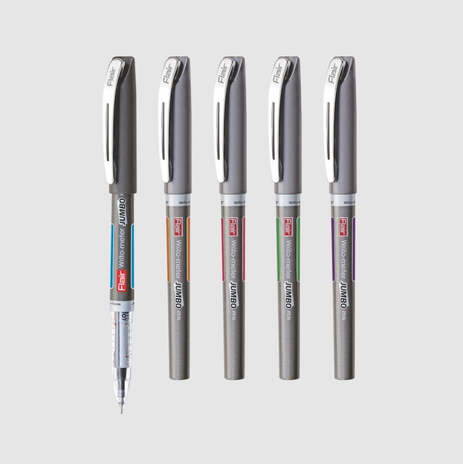 Ручка шарик. "Flair" WRITO-METER JUMBO, пластик, 0,7мм, черная, пишет 12500 метров, шкала на стержне фото 1 &mdash; PalitraMastera