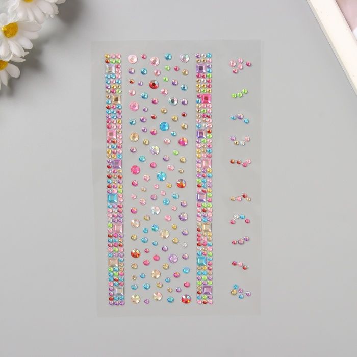 Наклейка пластик стразы "Квадратная дорога" цветная 22,5х11,5 см  10536704 &mdash; PalitraMastera