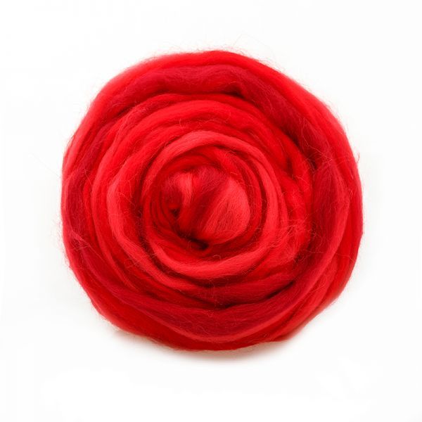 Гребенная лента полутонкая шерсть мультиколор (6073, мультиколор коралл/красный/винный фото 1 &mdash; PalitraMastera