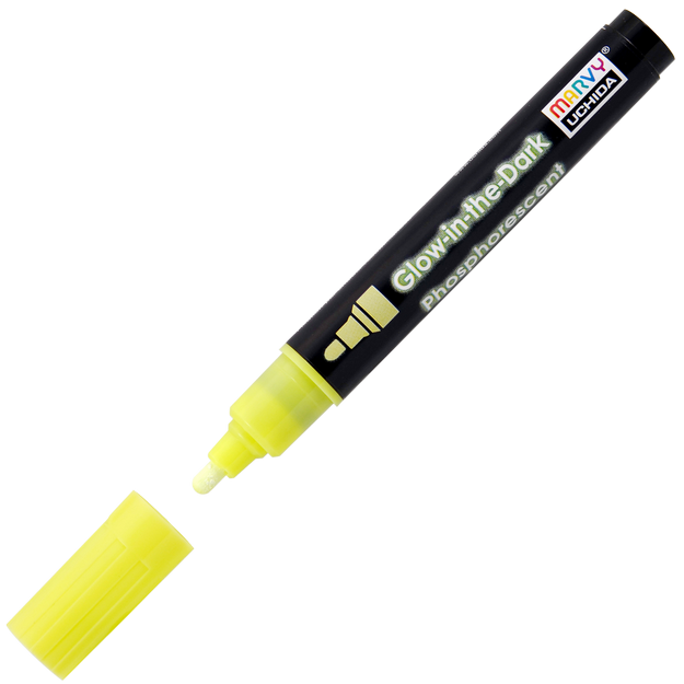 Маркер для светл., темн. и джинс. тканей, 2-4 мм светящийся в темноте GY YELLOW /Marvy фосфорицир,  люминесцентные — PalitraMastera
