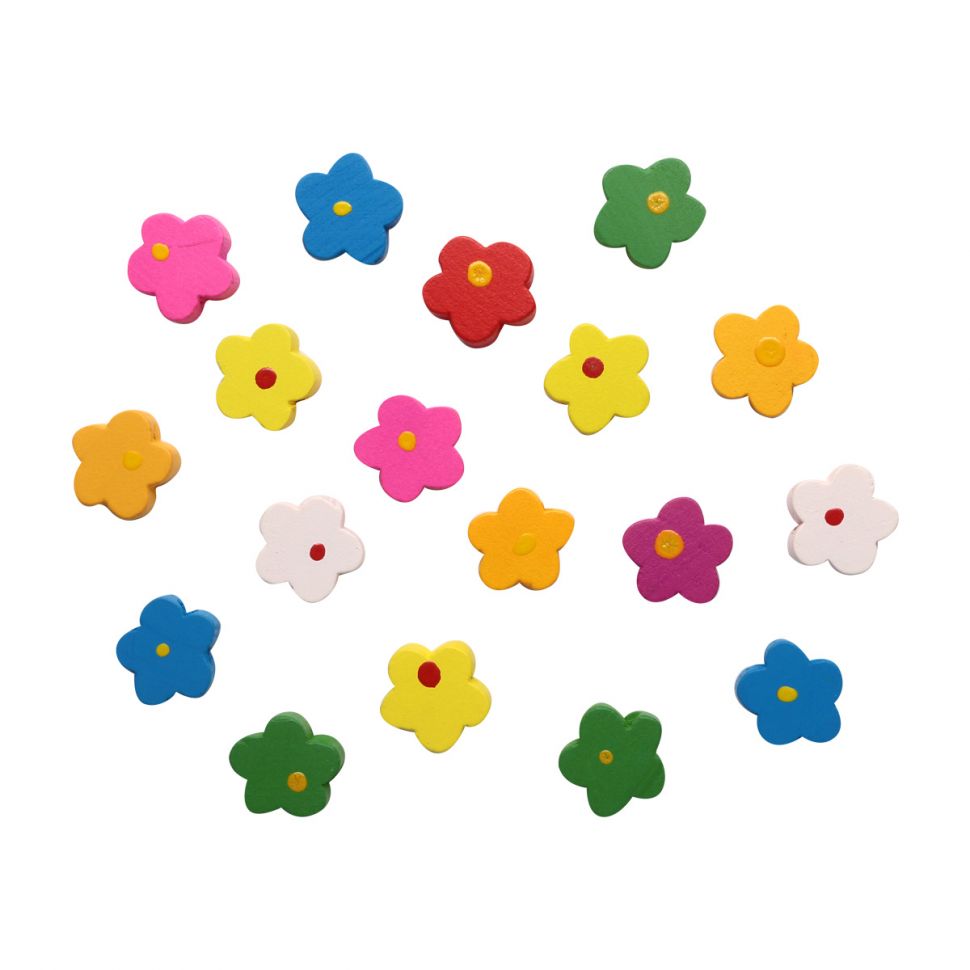 4AR404 Бусины деревянные, цветной микс,цветочки, 15гр/упак, Astra&Craft фото 1 &mdash; PalitraMastera
