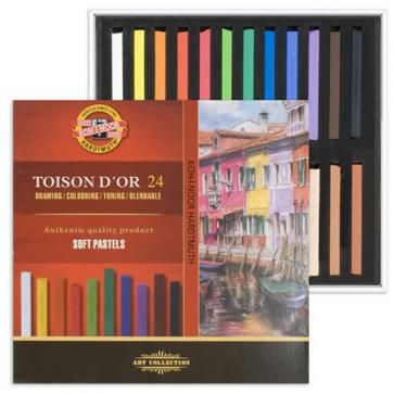KOH-I-NOOR 8584 (24) Набор мягкой художественной пастели 24цветов Toison D'or, прямоугольная, в картонной коробке фото 1 — PalitraMastera