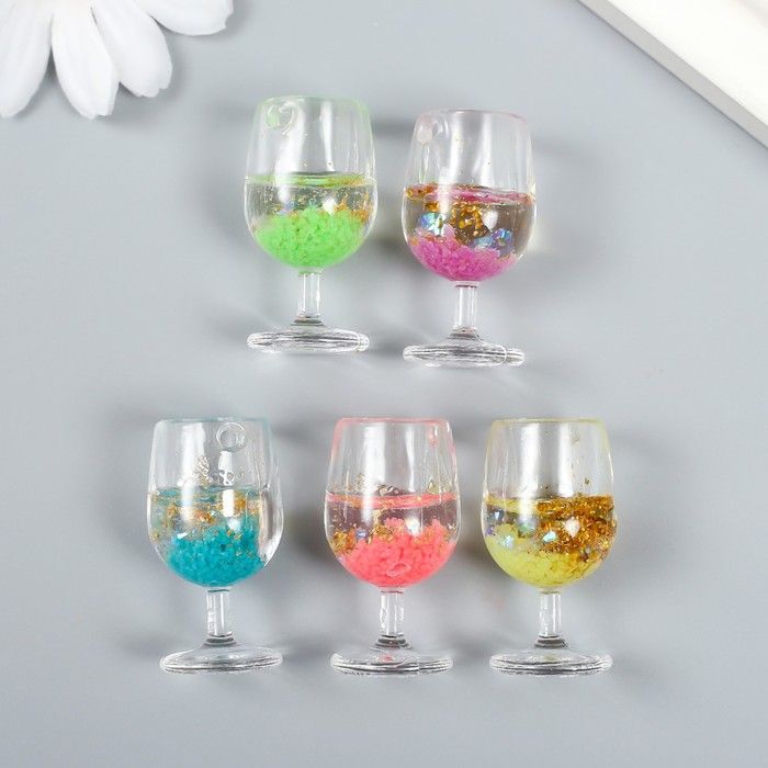 Декор для творчества пластик "Бокал светящийся с блёстками" МИКС 2х2х3,9 см  9233539 фото 1 — PalitraMastera