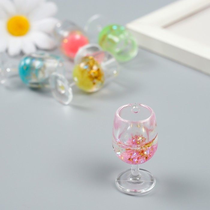 Декор для творчества пластик &quot;Бокал светящийся с блёстками&quot; МИКС 2х2х3,9 см  9233539 — PalitraMastera