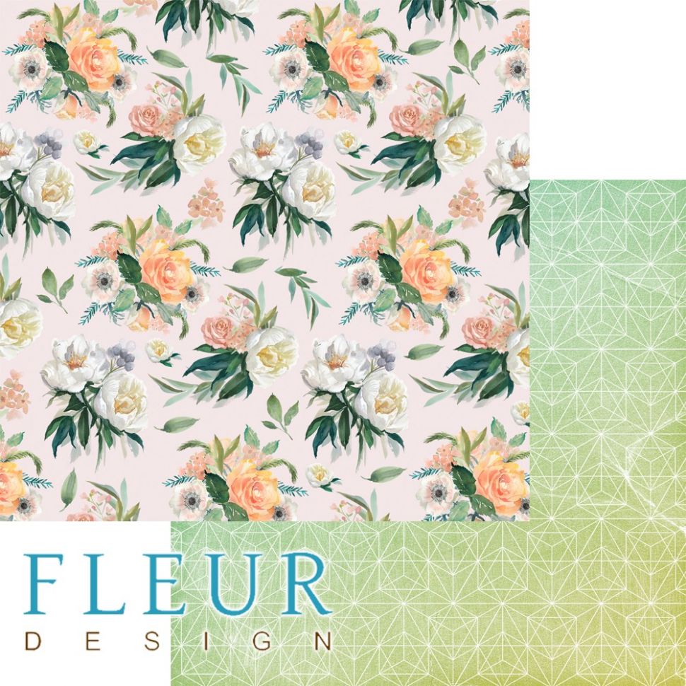 Лист бумаги для скрапбукинга "Нежный букет", коллекция "Каникулы", 30х30, плотность 190 гр, 10 листов в упаковке, FD1005804 фото 1 — PalitraMastera