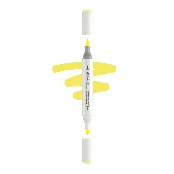 Маркер акриловый двусторонний &quot;Сонет&quot;, перо кисть/пуля, горчичный — PalitraMastera