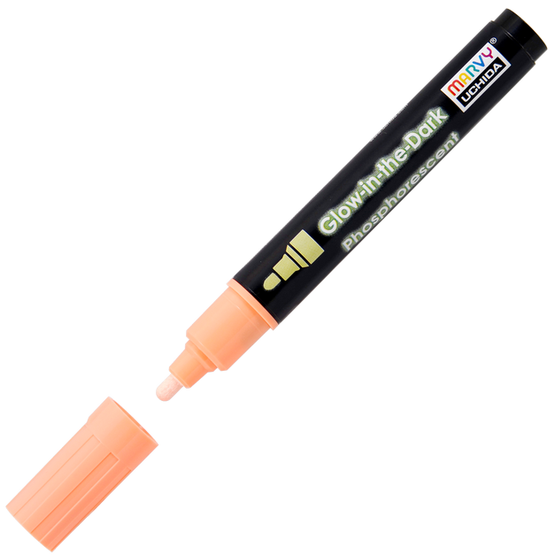 Маркер для светл., темн. и джинс. тканей, 2-4 мм светящийся в темноте GR ORANGE/Marvy фосфорицир,  люминесцентные — PalitraMastera