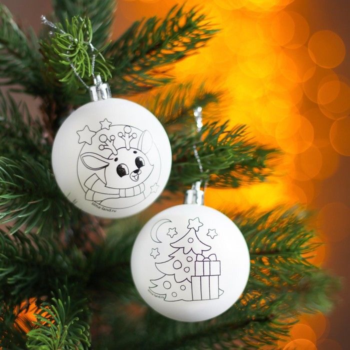 Новогоднее ёлочное украшение под раскраску «Зимние чудеса», набор 2 шт, р-р шара 5,5 см — PalitraMastera