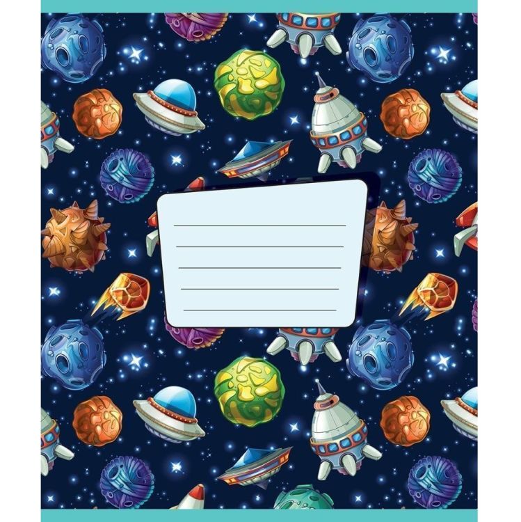 Тетрадь 18 л. лин. РАКЕТЫ мел. карт. тисн. фольгой — PalitraMastera