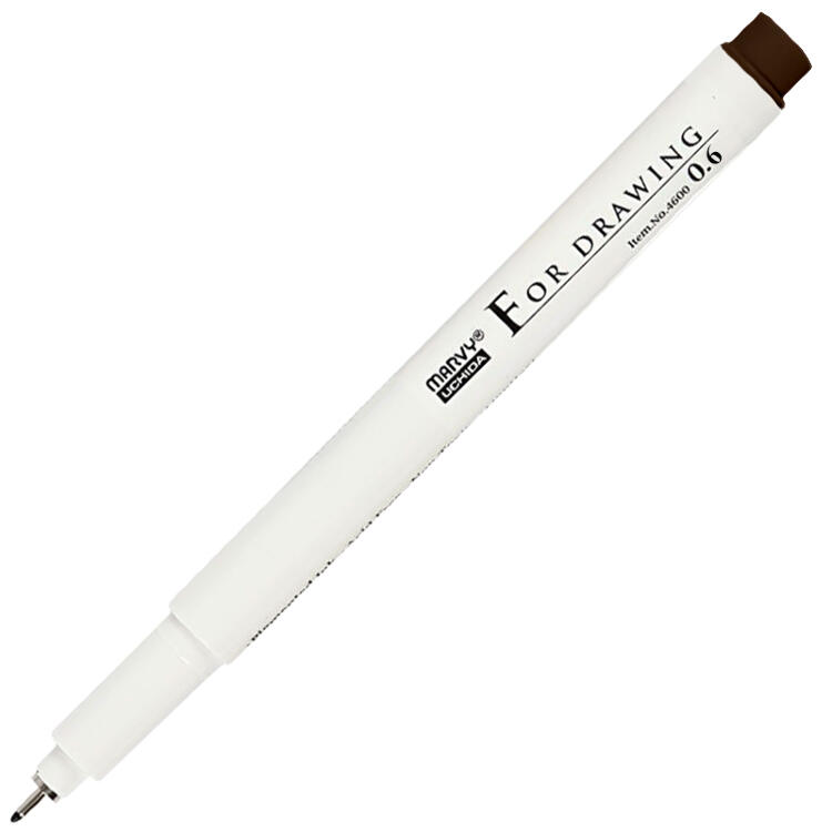 Линер, ручка для черчения и рисования 0.6мм DARK BROWN MAR4600/DB/0.6 /Marvy — PalitraMastera