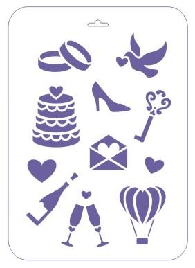 Сонет Трафарет, Свадебные иконки, 22 х 31 см, пластиковый фото 1 &mdash; PalitraMastera