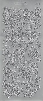 Контурные наклейки "Разные бабочки", лист 10x24,5 см, цвет серебро фото 1 — PalitraMastera