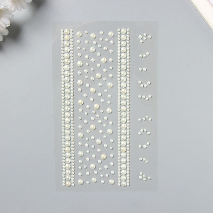 Наклейка пластик стразы "Белые жемчужины" 22,5х11,5 см  10536692 &mdash; PalitraMastera