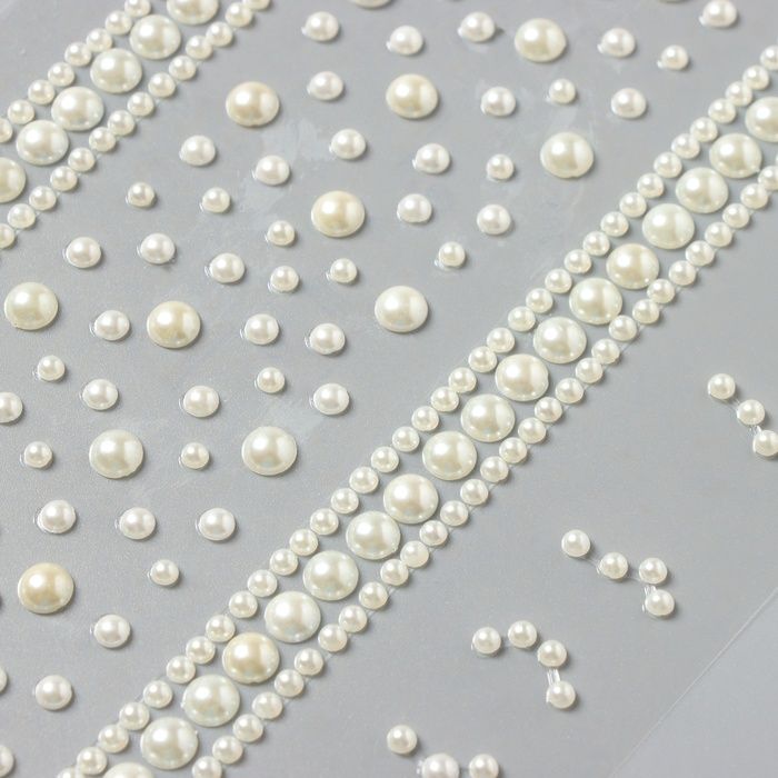 Наклейка пластик стразы "Белые жемчужины" 22,5х11,5 см  10536692 &mdash; PalitraMastera