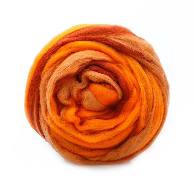 Гребенная лента тонкая шерсть мультиколор (6061, мультиколор) оранжев/коньяк/тем-бежев фото 1 &mdash; PalitraMastera