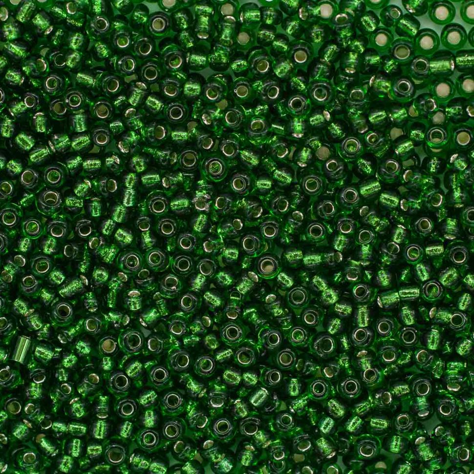 Бисер Astra&Craft 11/0, 20г (27B зеленый/прозр.серебрист.центр(круг.отв.)) фото 1 — PalitraMastera