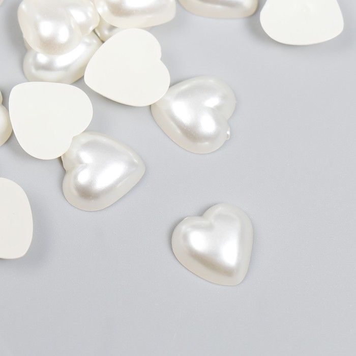 Декор для творчества пластик "Сердце жемчужное" 1,2х1,2 см (набор 25 шт) фото 1 &mdash; PalitraMastera