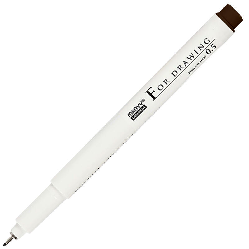 Линер, ручка для черчения и рисования 0.5мм DARK BROWN MAR4600/DB/0.5 /Marvy фото 1 — PalitraMastera