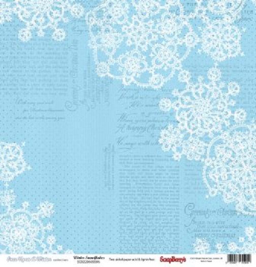 Бумага для скрапбукинга 30,5х30,5 см 180 гр/м двусторон Однажды Зимой Морозные Узоры, 1 лист — PalitraMastera