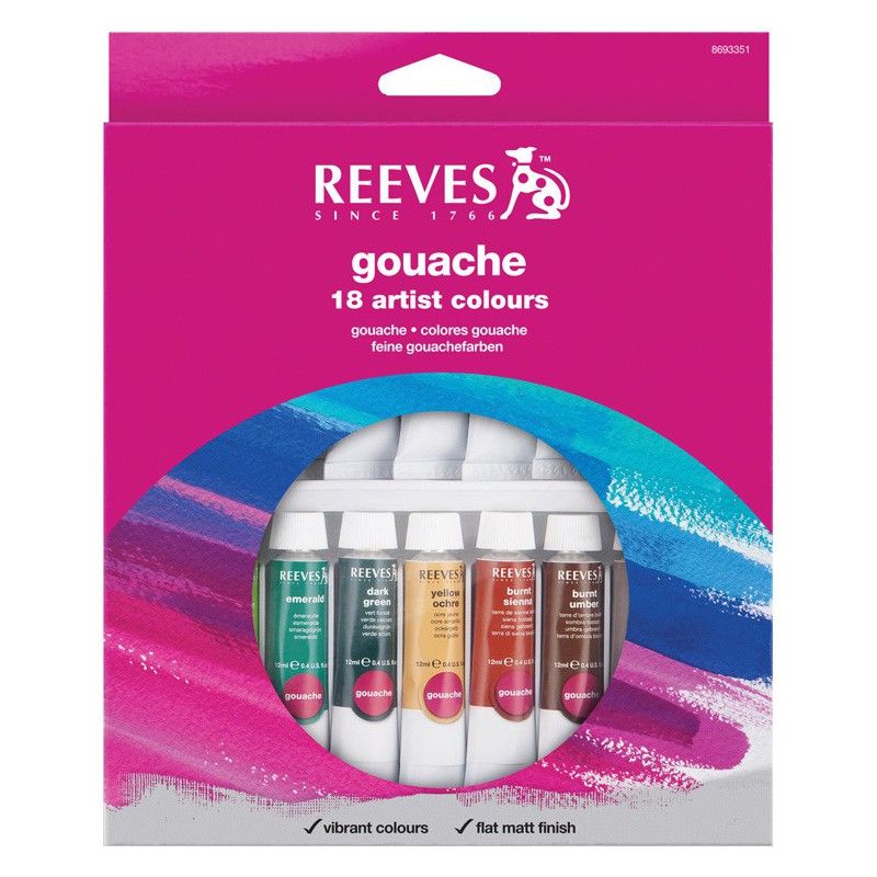 Набор гуаши в тюбиках, 18х10мл, в картонной коробке с европодвесом фото 1 &mdash; PalitraMastera