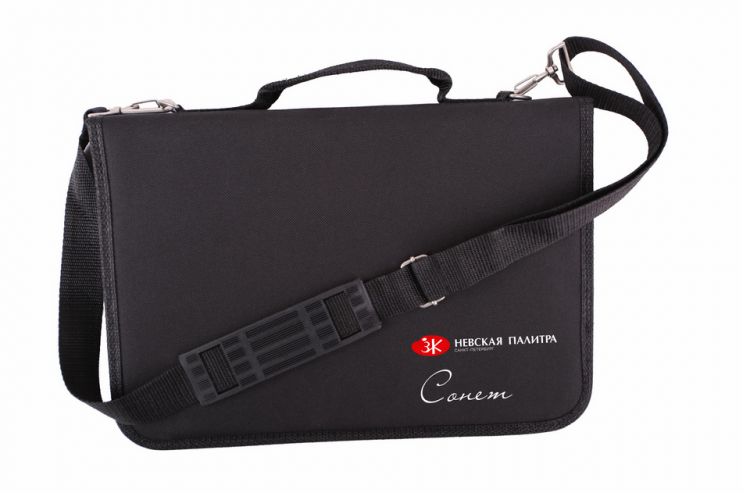 &quot;Сонет&quot; Сумка для художника, с внутренними отделениями и ремнем, черная, 350 х240 х45 мм--- — PalitraMastera