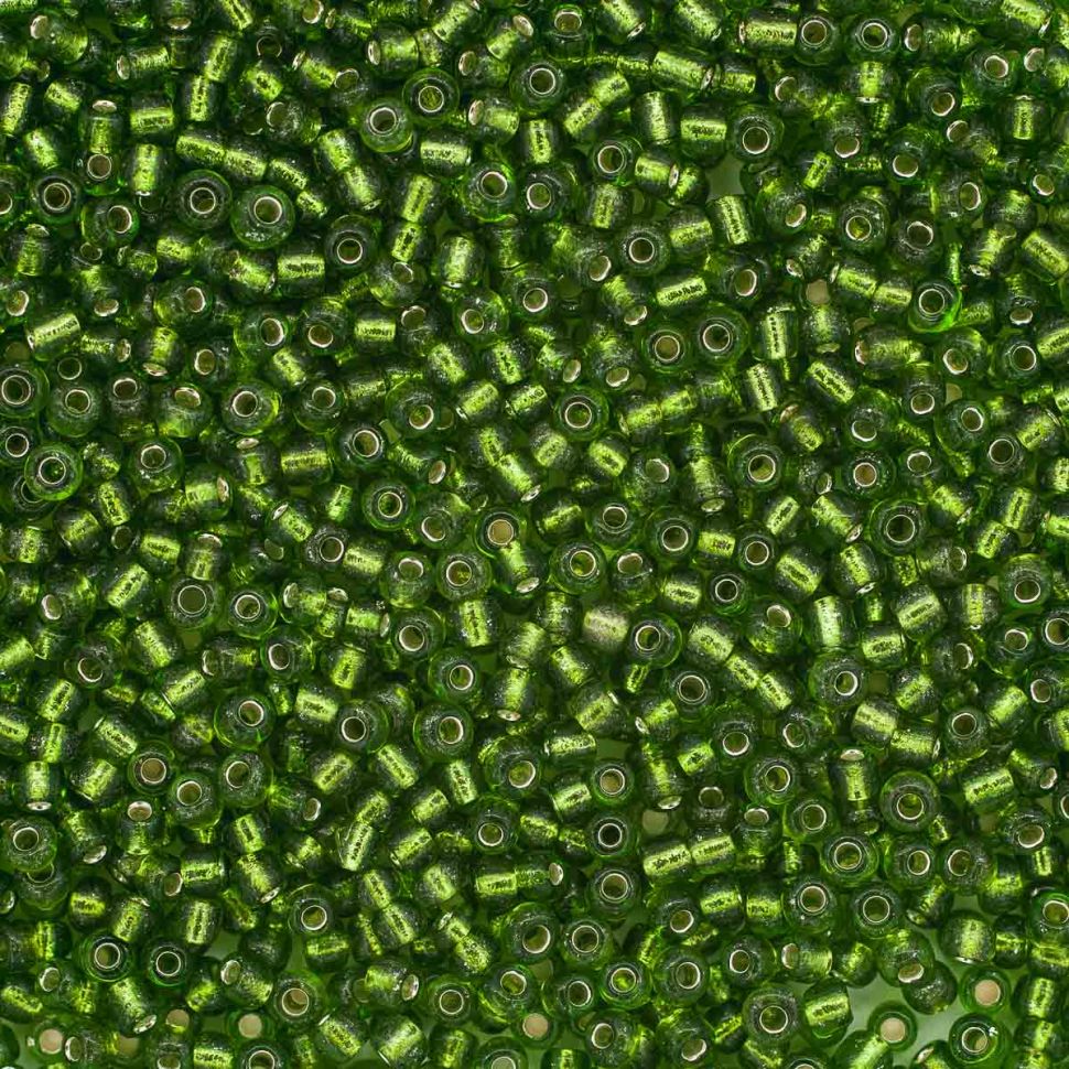 Бисер Astra&Craft 11/0, 20г (27 св.зеленый/прозр.серебрист.центр(круг.отв.)) фото 1 — PalitraMastera