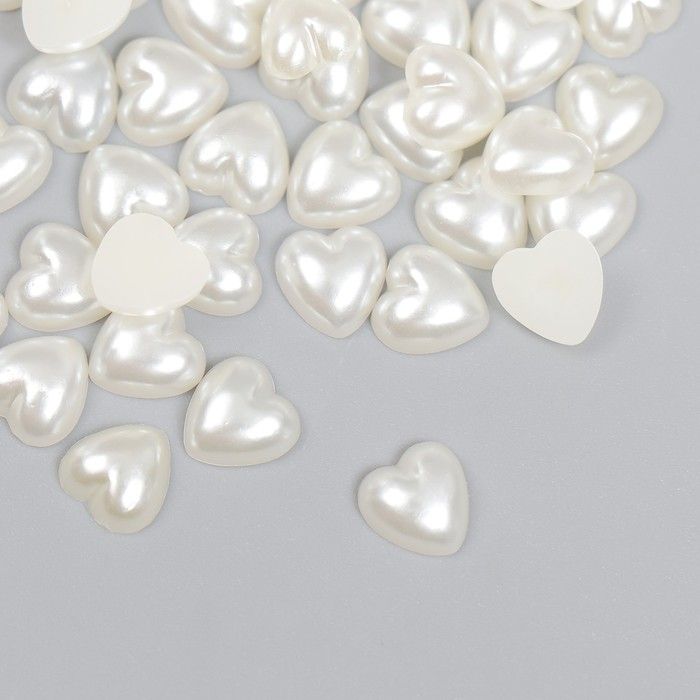 Декор для творчества пластик &quot;Сердце жемчужное&quot; 0,8х0,8 см (набор 50 шт) — PalitraMastera