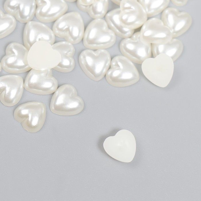 Декор для творчества пластик &quot;Сердце жемчужное&quot; 0,8х0,8 см (набор 50 шт) — PalitraMastera