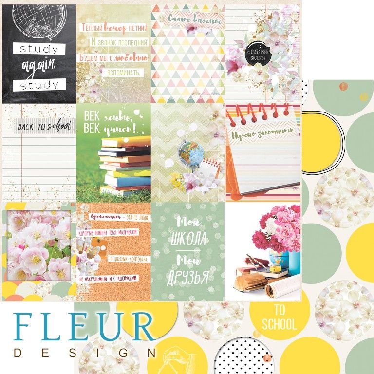 Лист бумаги для скрапбукинга "Одноклассники", коллекция "Моя школа", 30,5х30,5 см, плотность 190 гр, 10 листов в упаковке, FD1006211 фото 1 — PalitraMastera