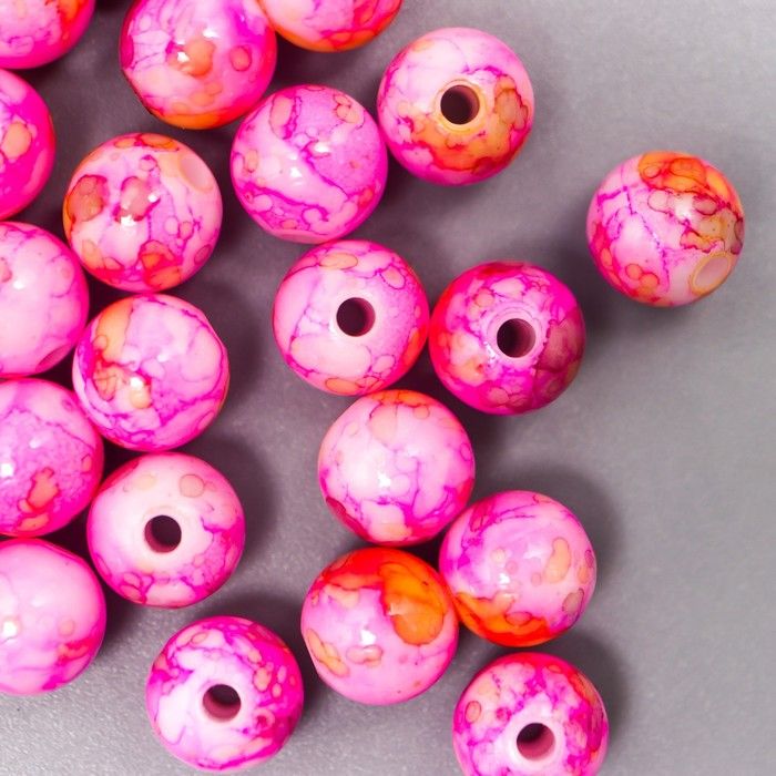 Бусины для творчества пластик "Мраморные. Сирень" d=0,8 см набор 20 гр  7490022 фото 1 &mdash; PalitraMastera
