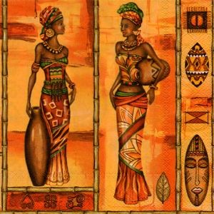 Салфетка для декупажа 33 х 33 см Женщина с амфорой, маски, бамбук фото 1 &mdash; PalitraMastera