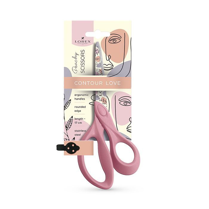 Ножницы LOREX PEACHY CONTOUR LOVE офисные 170 мм пластик принт на лезвиях — PalitraMastera
