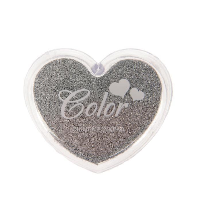 Штемпельная подушка &quot;Сердечко серебро&quot; 4,3х5х2 см 1971421 — PalitraMastera