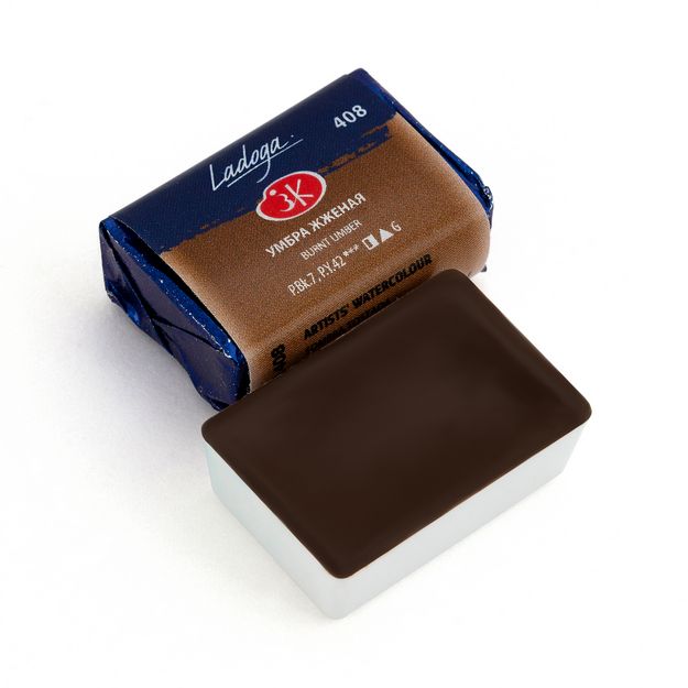 Ладога акварель кювета, 408 умбра жженая 2,5 мл — PalitraMastera