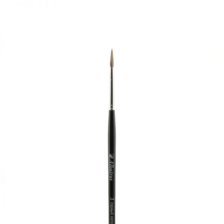 Кисть художественная из горного колонка, кр.№3 (d= 2.5 мм) — PalitraMastera