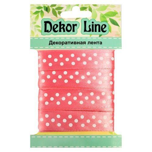 Лента атласная "Горошек", 15мм*3м (розовый) фото 1 — PalitraMastera