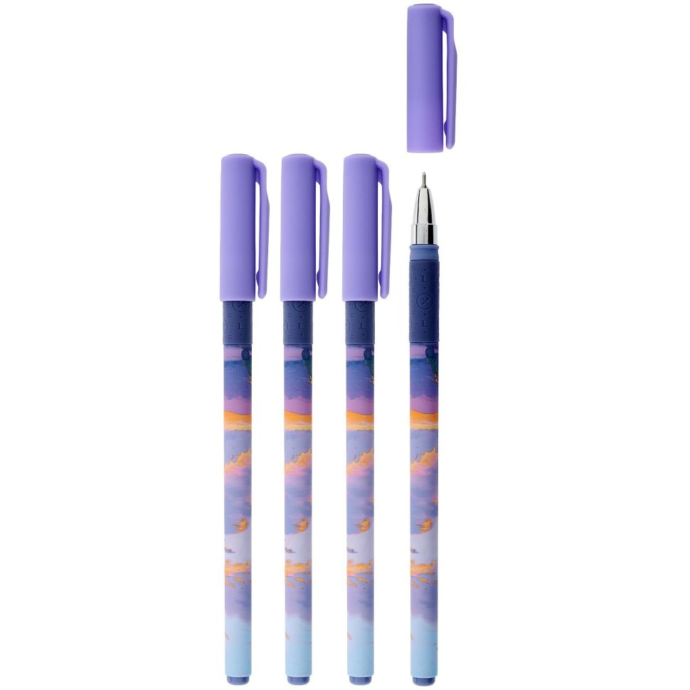 Ручка гелевая LOREX FLUFFY SKY, серия &amp;quot;Slim Soft Grip&amp;quot;, черные чернила, круглый прорезиненный корпус, резиновый грип, игловидный нак фото 1 — PalitraMastera