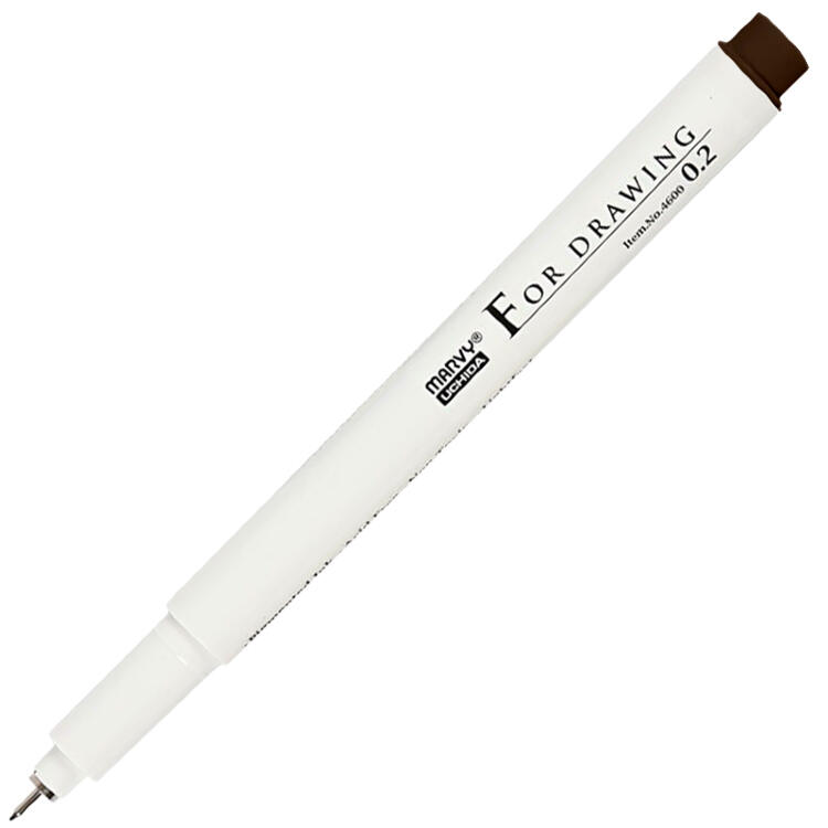 Линер, ручка для черчения и рисования 0.2мм DARK BROWN MAR4600/DB/0.2 /Marvy — PalitraMastera