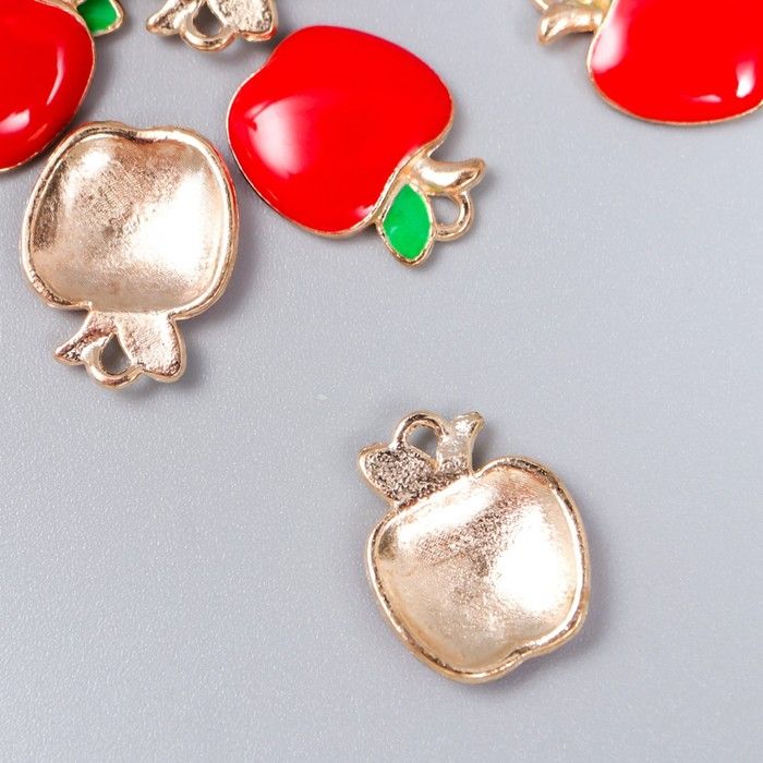 Декор для творчества металл, эмаль &quot;Яблочко&quot; красный 1,5х1,2 см  7356056 — PalitraMastera