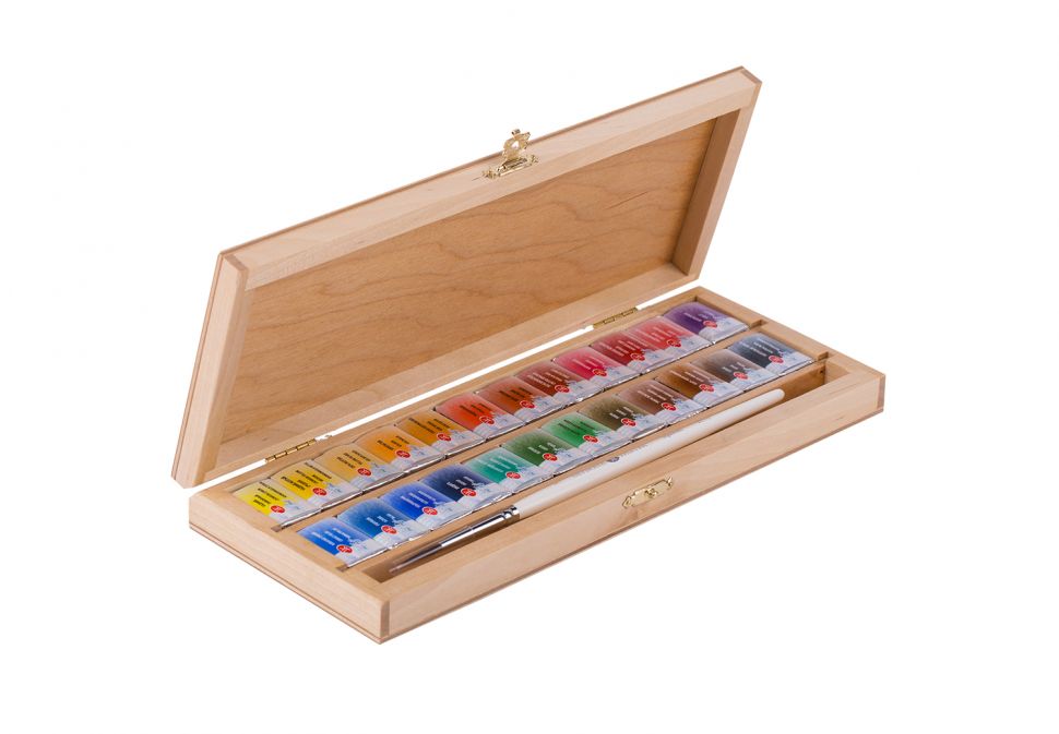 Набор акварель БН 24кюветы кисть дерево АКЦИЯ!!!--- фото 1 &mdash; PalitraMastera