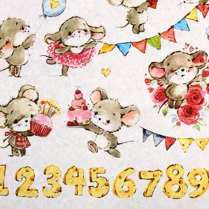 Декупажная карта &quot;Праздничные мышата&quot; плотность 45 г/м2, А4  4572789 — PalitraMastera